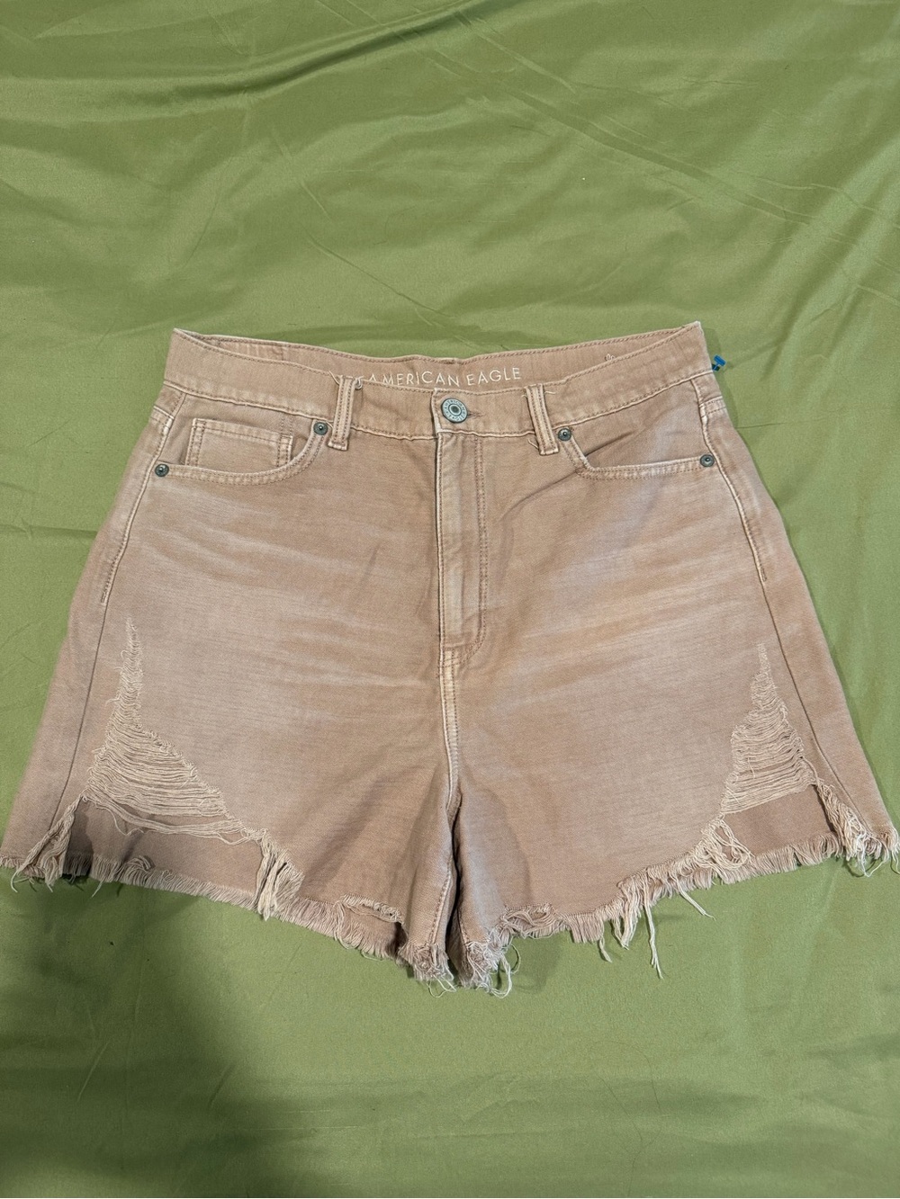 American Eagle Outfitters Women's Distressed Tan Denim Shorts